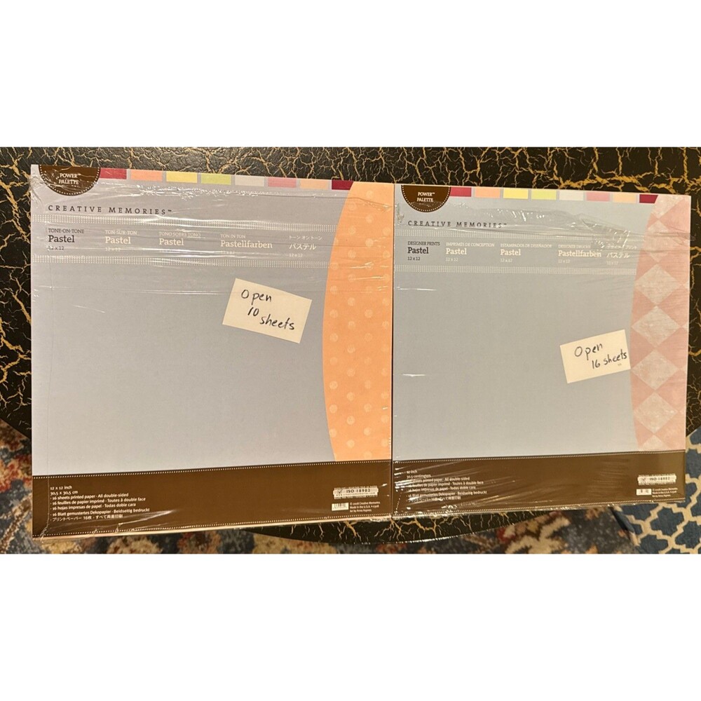 2 Creative Memories Paper Packs Designer Prints Pastel & Tone-On-Tone 12x12 Read